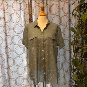 Eddie Bauer Teepee Graphic Button Down Shirt T2XL
